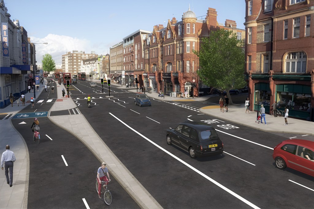 Planned cycle track on Streatham Hill